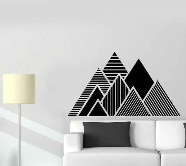 Triângulos da pirâmide Padrão Adesivos de parede de parede de linha geométrica da parede de vinil Decalque Decal