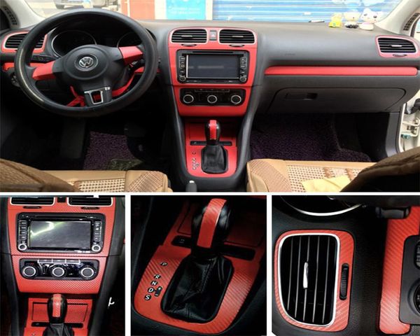 VW Golf için 6 GTI MK6 R20 İç Merkez Kontrol Paneli Kapı Tutucu Karbon Fiber Çıkartmalar Çıkartmalar Araç Stilleri7406694