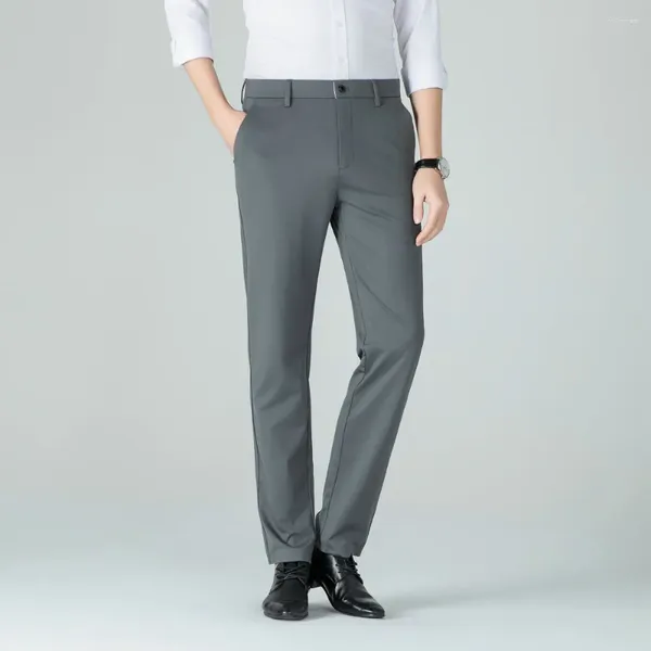 Pantaloni da uomo primavera estate business leggero in seta traspirante poliestere spandex miscelare pantaloni per ufficio o evento