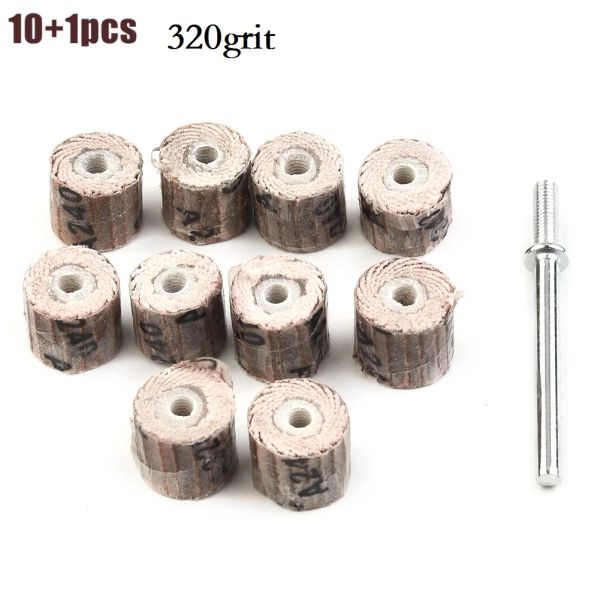 10pcs flep tekerlek diski+1 mandrel öğütme zımparalama matkap aşındırıcı zımpara kağıdı aleti 80-600 grit parlatma taşlama aletleri Matkap için