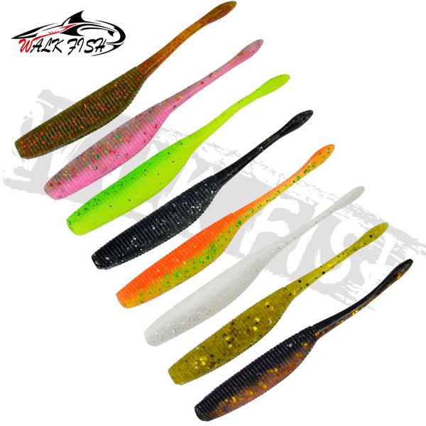 Walk Fish 5pcs Stick Worm SoftBait Discetta Aggiungi coda dritta sale 75 mm/95 mm/115 mm Pla