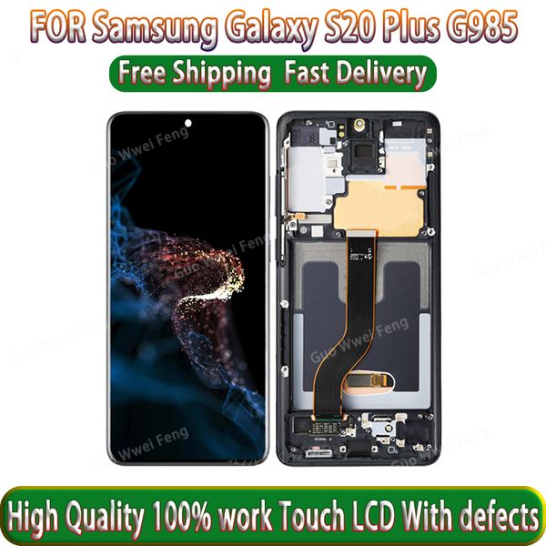 Para G986B LCD para Samsung Galaxy S20 Plus LCD com quadro S20+ SM-G985F G985U G985F/DS Display Touch Screen com linha de ponto