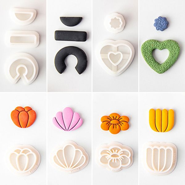 Yumuşak Çömlekçi Polimer Kil Kesici Mini Çiçek Geometrik Şekar Kesme Kalıp DIY Küpe Takı Kolye Yapım Kek Pişirme Aracı