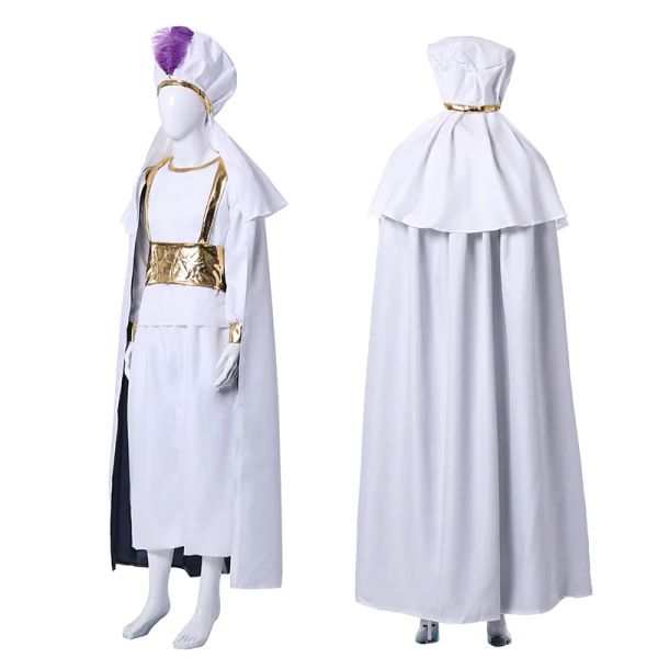 Film anime Aladdin Magic Lamp Prince Cosplay Costume White Cloak Unifort Kids Adult Man Woman Woman Halloween Carnival Abito