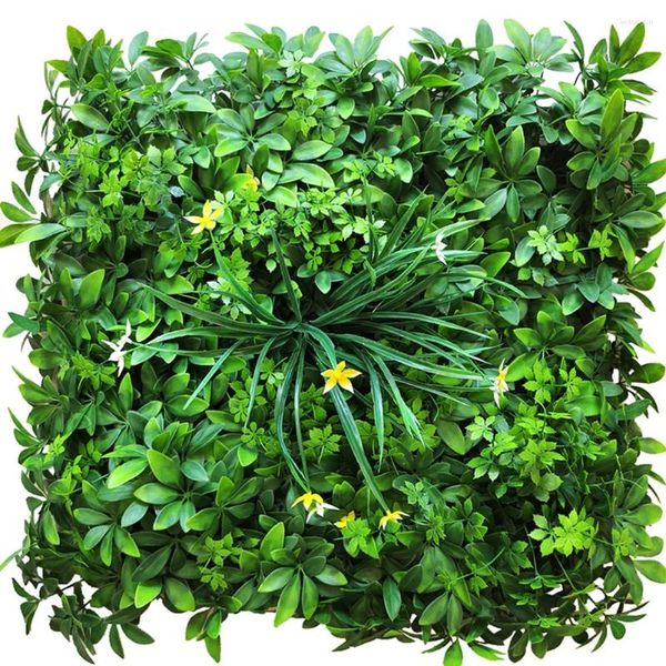 Flores decorativas Plantas artificiais Painel de parede de grama Hedge Greenery Backdrop Cerca