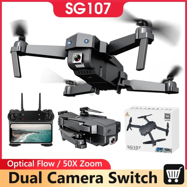 Drones SG107 Mini Drone 5G Wi -Fi One или Dual Camera Drones Optical Flow 50x время Zoom Quadcopter Aerial Photography RC Dron Toys