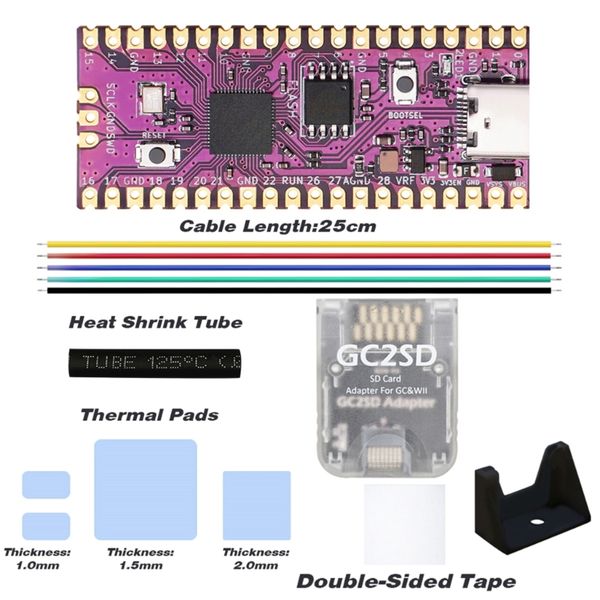 Raspberry PicoBoot PI Pico Pico IPL Modchip de substituição e adaptador SD2SP2 GC2SD Card Reader para GameCube Game Console Parts