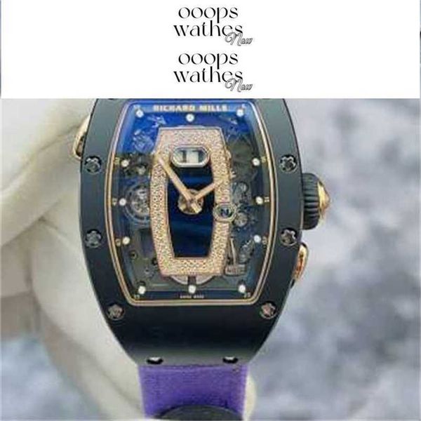 Дизайнерские мужские часы роскошные бренд Watch Automatic Superclone Women's RM037 Black Side Gold Plate Женская Spapphire Sapphire