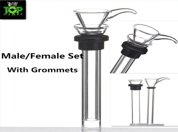 Glass Männliche Objektträger und weiblicher Stielschieber Trichter schwarzer Gummi -Junggeselle Oring Downstem für Wasserglas Bong Glasrohre8743531