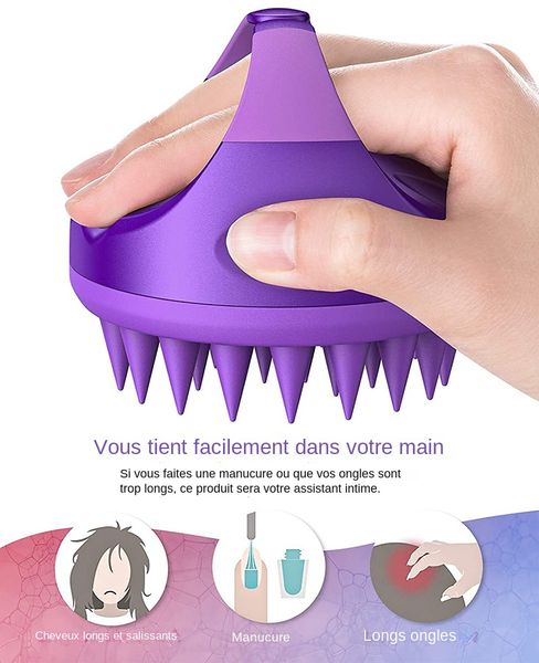 Massageador de couro cabeludo escova de escova de cabelo escova de couro cabeludo macio Salicone massager pente de cabelo para remoção de caspa pincel de lavar lavagem