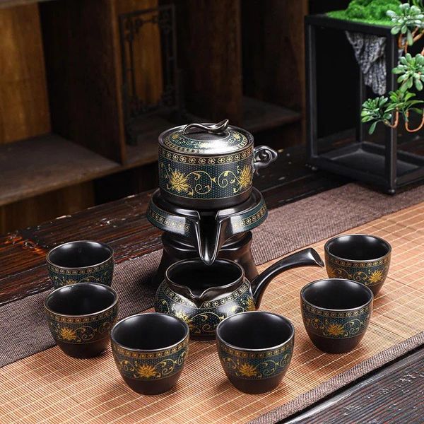 Conjunto de chá de teaware Creatative Ceramic Automatic Tea Conjunto Anti-Scald Gire o fluxo de bule de água High-EndTea para presente de casamento