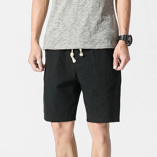 Shorts Shorts Mens Cotton Linen Board Classic Solid Colozes Trunks Trunks Drowtring Elastic Wake Beachwear.