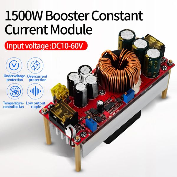 1800W 40A 1500W 30A 1200W 20A DC-DC Boost Dönüştürücü Adım Güç Kaynağı Modülü 10-60V-12-90V ayarlanabilir voltaj dönüştürücü