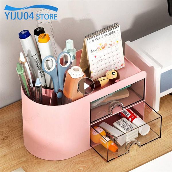 1 pc cesti di stoccaggio dei cassetti trasparenti Creative Children Creative Student Office Capacity Desk Ornaments Stationery Home Storage Cassetti