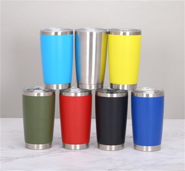 Viagem Copo de gelo de caneca 20 oz Tumbler colorido 304 Aço inoxidável A vácuo duplo a vácuo caneca de caneca larga de metal largo1971933