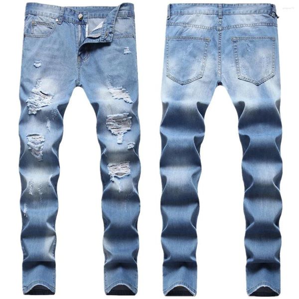 Jeans masculino Trendência do hip hop Brotone Beggar Multi Monkey Craft Blue Ligh