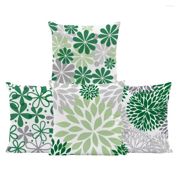 Cuscino geometrico Pretty Daisy Green Green Grey Cesrono a casa Sparso Copritura del soggiorno Decorazione di divano 45 45 cm