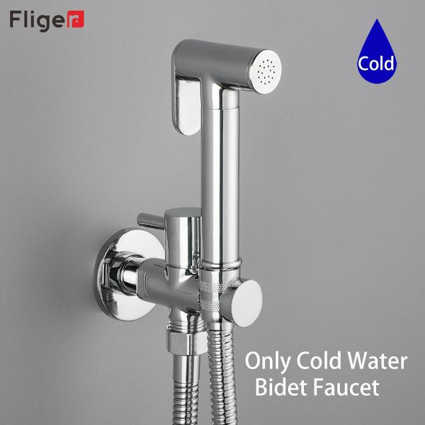 Fliger Brass Bidet Faucet Faucet Handheld Bidet Sprayer Gold Bidet Faucet Único água fria portátil chuveiro higiênico chuveiro