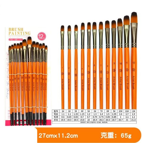 12pcs Artista Binck Brush Pen Conjunto para aquarela acrílica Gouache Canvas Oil Tempera Rock Craft Professioal Pinto -Brush Canetas para iniciantes