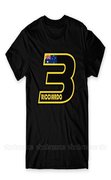 Daniel Ricciardo Ankunft T -Shirt Ric 3 Design Crewneck Cotton O Hals kurzärmeliges Hemd 4241446