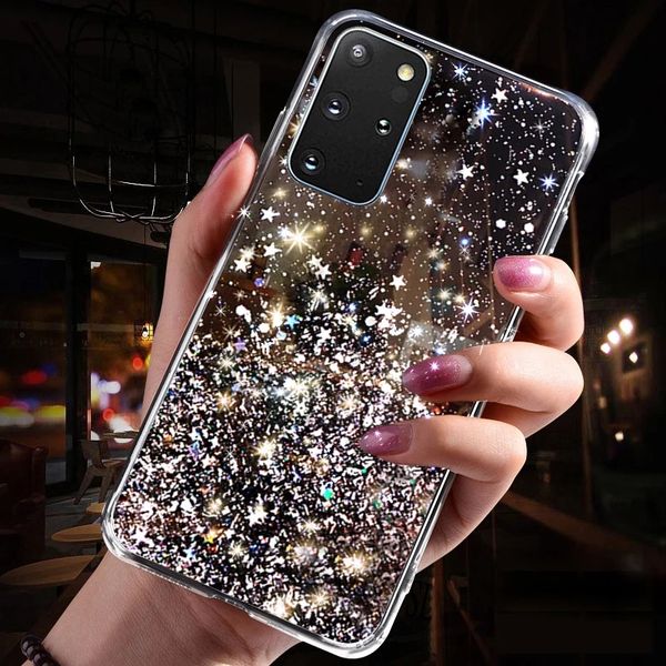 Caixa de estrelas de brilho Bling Glitter para Oppo A17 A16 A52 A53 A5 A9 Find X5 X3 Neo Reno 8 7 6 5 4 3 Lite Pro Soft Silicone Telefone Case