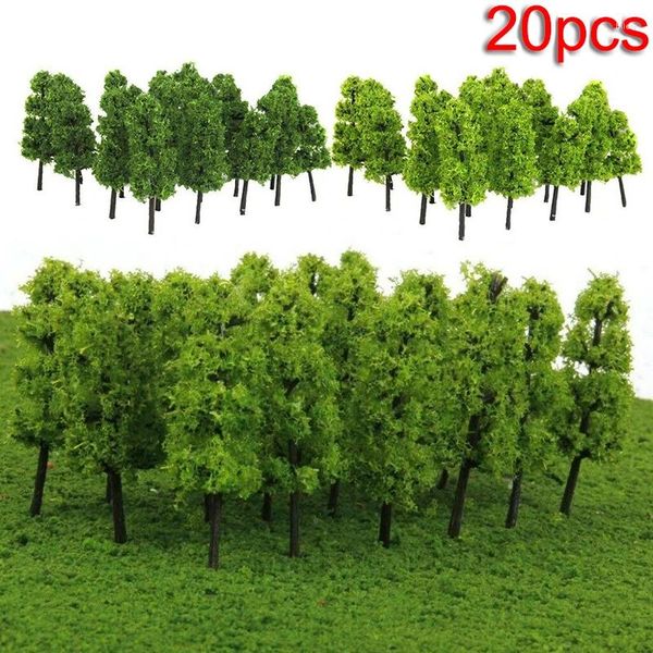 Piastre decorative 20pcs modello verde alberi in plastica in miniatura paesaggio paesaggi ferroviari in scala degli edifici accessori per edifici