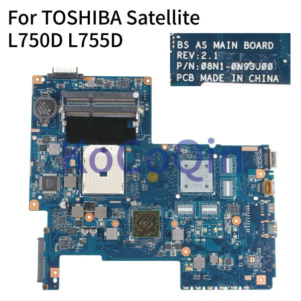 Placa -mãe laptop Kocoqin da placa -mãe para Toshiba Satellite L755 L750D L755D MAINBOARD H000034200 08N10N93J00