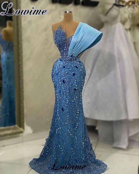 Partykleider Nahe Osten Blau Perlen Prom Luxus mermaid Perlen Cocktail Turkische Coutures Vestidos de Noche