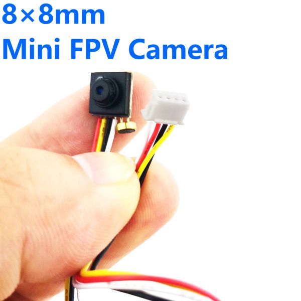 Drones Mini Câmera FPV 8x8mm 800tvl 3,6mm Lente Pequena Câmera de Vídeo Micro CMOS com Mic/Áudio para FPV Quadcopter/Racing/Drone