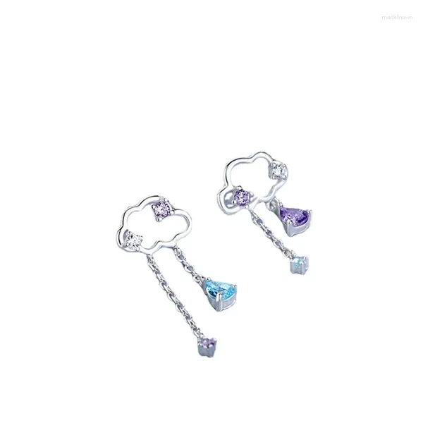 Orecchini per borchie leggera Luxury Zircon Moon Star Asimmetrica per donne Cryud Cloud Pearl Earring Girl Gioielli Regali