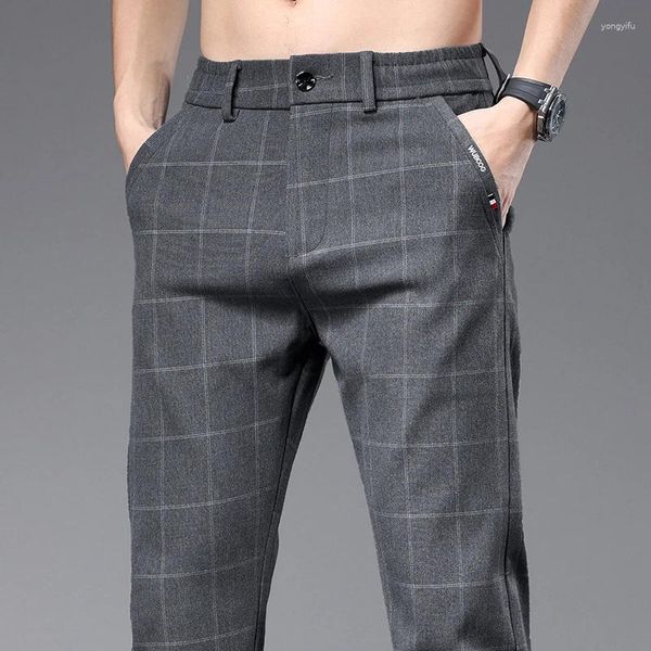 Abbigliamento per pantaloni maschili 2024 Plaid Primavera Summer Stretch uomini Business Fashi