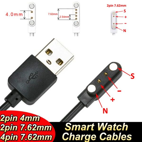 Universal 2 Pin/4pin Sond Magnetic Watch зарядный кабель USB Line Line Line Rope Copatable с аксессуарами Smart Watch