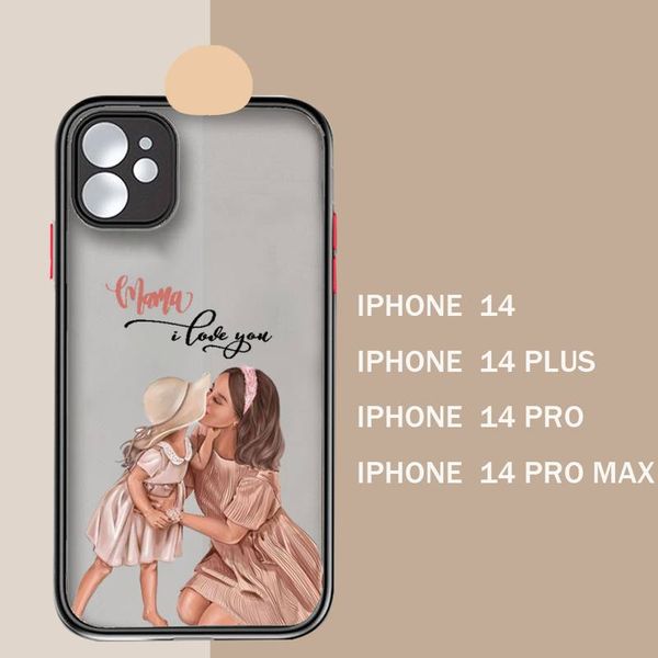 Carina Mamma di Girl Boy Mom Baby Phone Case Matte trasparente per iPhone 14 11 12 13 Plus Mini XS XS XR Pro Max Cover