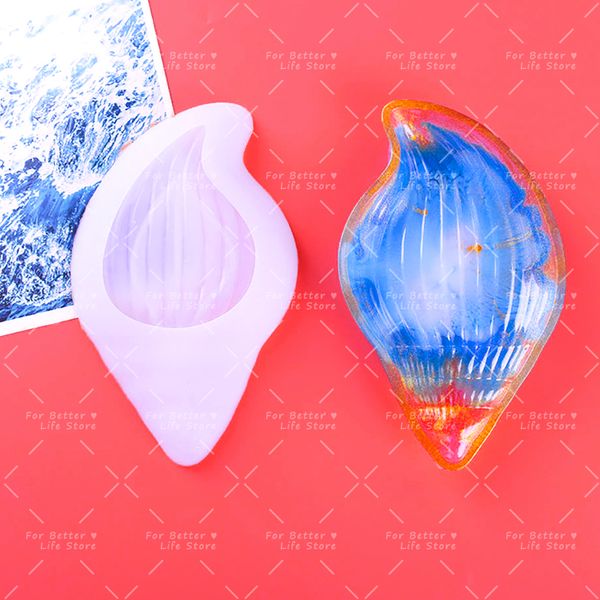 1pc transparente molde de silicone macio concha DIY, estrela, concha, molde de prato resina epóxi para jóia fáceis de desmarcar e limpeza