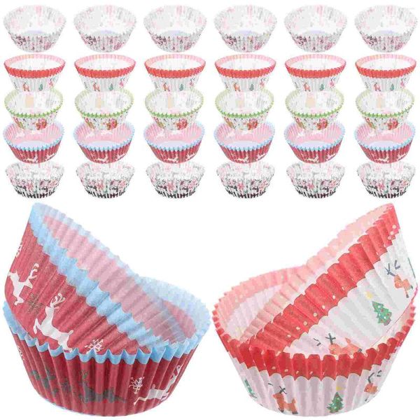 Coppe usa e getta mini fodere per muffin in carta piccoli panificio per cupcake alimentari per guasti per guasti adorabili avvolgimento natalizio