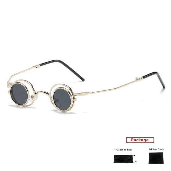 Mimiyou Round Steampunk Flips Sonnenbrille Frauen Vintage Falten kleine Sonnenbrille Männer Sonnenbrillen Marke UV400 Brille Schatten