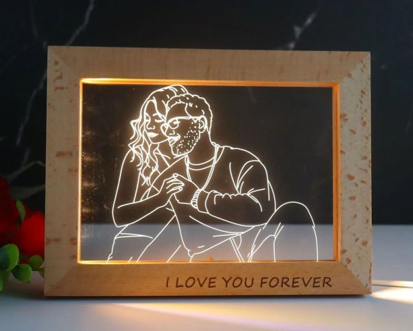 Lâmpada fotográfica 3D personalizada Phototext personalizada Presente de casamento de quarto de casamento personalizado Presentes de luz de luz 3d Presentes de luz