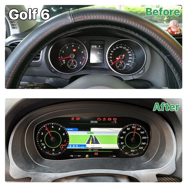 10.3 inç Multi-Media Dijital Gösterge Paneli Panel LCD Volkswagen VW Golf 6 MK6 Golf 7 GTI için Hız Türbüsü Araç Hızı