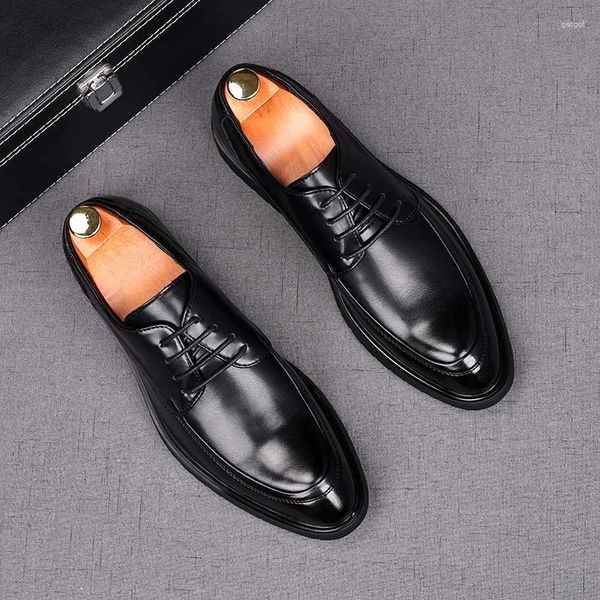 Sapatos casuais homens clássicos vestem preto e grosso baest de escritório apartamento de escritório vestido de grande tamanho: 38-44