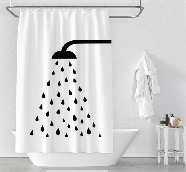 Tende per doccia in poliestere bianco impermeabile, tende da bagno minimaliste per doccia di alta qualità Stampa tende per doccia 6529509