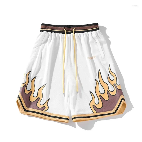 Shorts maschile stampare la fiamma di lusso per abiti maschili abbigliamento da basket coreano recensioni molti sport da corsa largo largo 2024