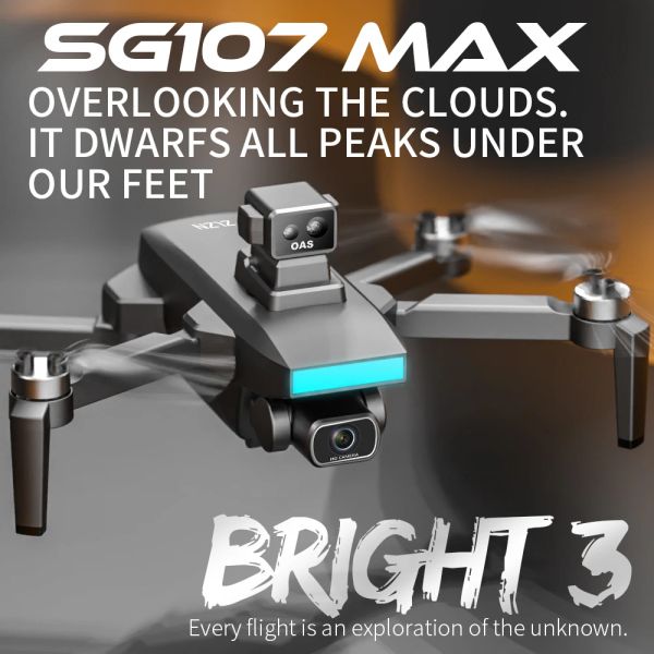 Drones SG107 MAX DRONE com WiFi Profesional 4K HD Câmera dupla FPV 7.4V 2200mAh QuadCopter Laser Obstactlevany SG107MAX RC DRON