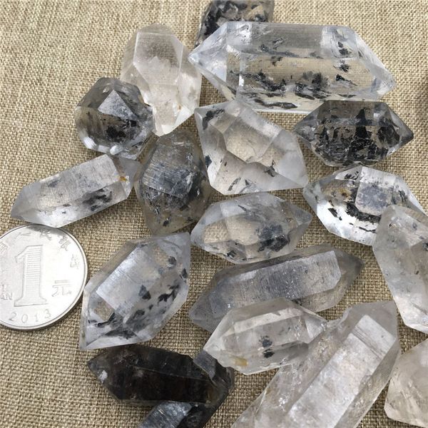 Natural Herkimer Diamond Quartz Cristal Healing Point Minerais Jóias de Jóias Fazendo Pontos de Pontos da coluna Pillar Tarda terminada