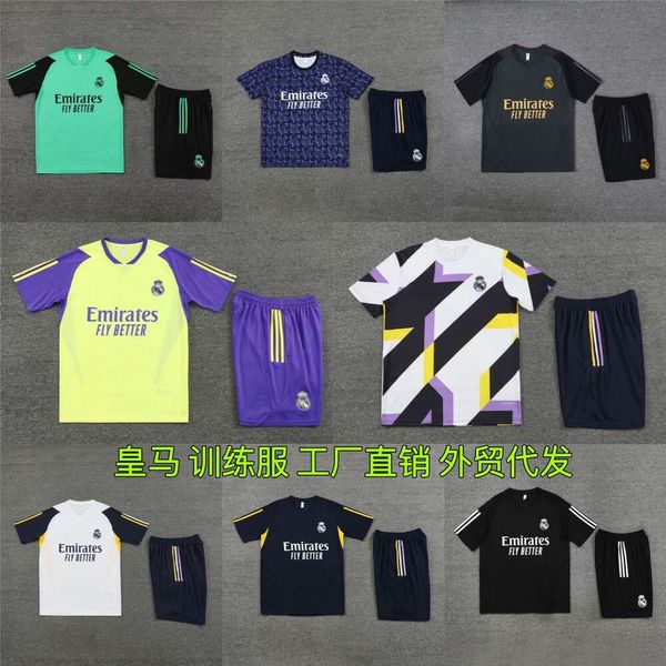 Real Madrid Kısa Kollu Eğitim Takımı Tank Top Sports T-Shirt T-Shirt Isınma Futbol forması Baskı