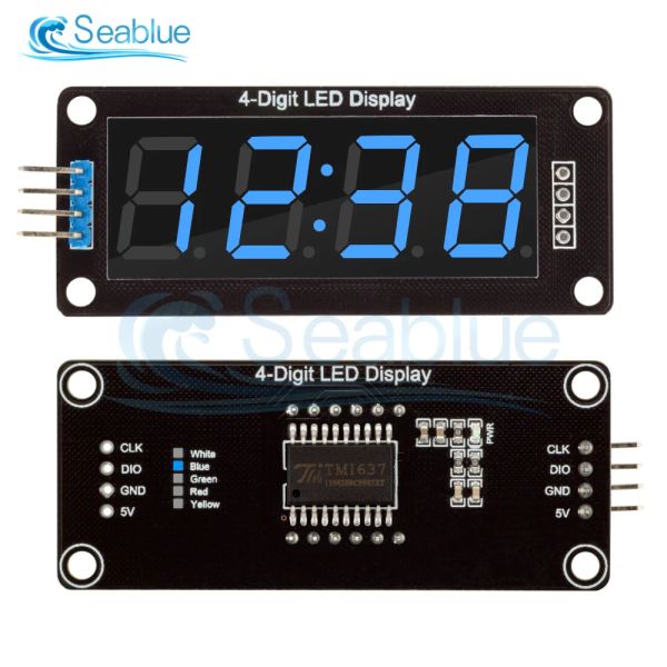 0.56 inç 4 haneli 7 segment Dijital Tüp Saat Modülü Çift Noktalar Mavi Sarı Beyaz Yeşil Kırmızı LED Ekran TM1637 Arduino için