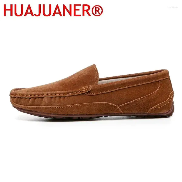 Scarpe casual di alta qualità con barca di moda uomini in pelle mocciosa in pelle leggero estate guidando senza slip per camminata