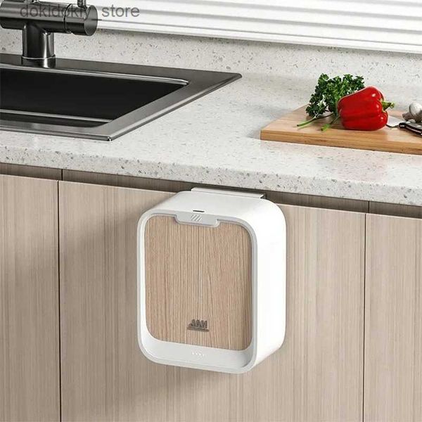 Abfallbehälter HIH Kapazität Recycle Mode 7L Wandmontierter Smart Sensor Müll kann kein Bohrer Haushalt Küche Badezimmer Abfallbehälter für Zuhause L49