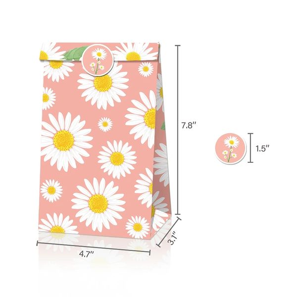 12 pezzi/set Little Daisy a tema sacchetti di carta caramella borse da regalo per torta per baby doccia