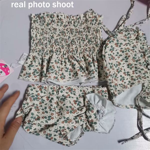 Ragazze floreali vintage Girls divisi suoni da bagno diviso bambini Summer Bikini Set Baby Baby impara la tuta da nuoto 1,2,3,4,5,6 anni di costume da bagno