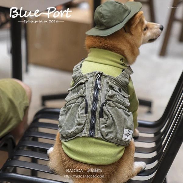 Dog Apparel Blueoport Pet Flite Pet Pet Prome Up жилетки комбинезон модный дизайн крутой рабочий стиль на открытом воздухе